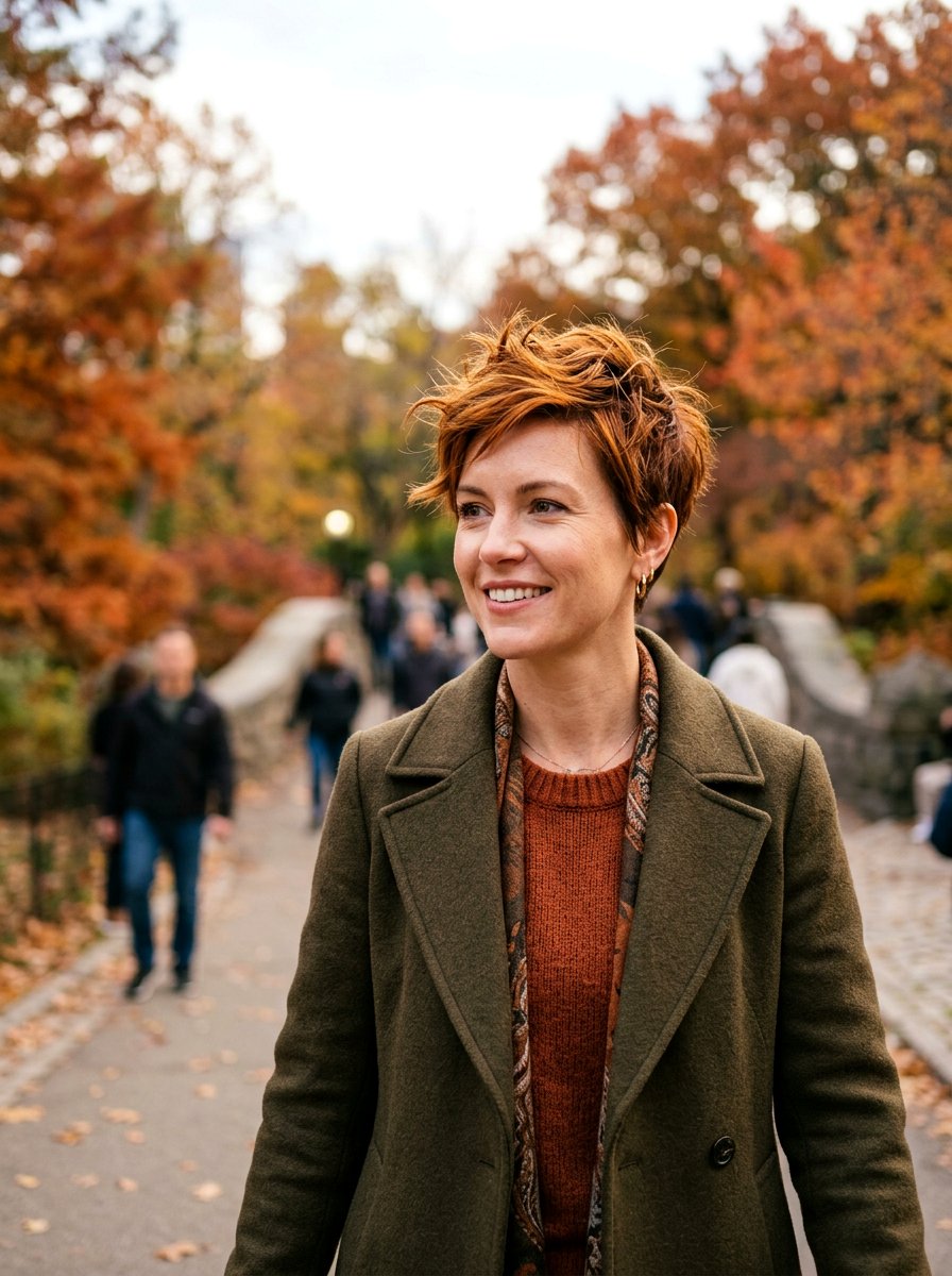 Autumn Oak Brown Textured Pixie - 20 red brown hair color for winter - 20 red brown hair color for winter