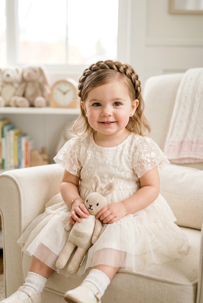 Baby Crown Braid Headband - 20 baby hair styling ideas for girls - 20 baby hair styling ideas for girls