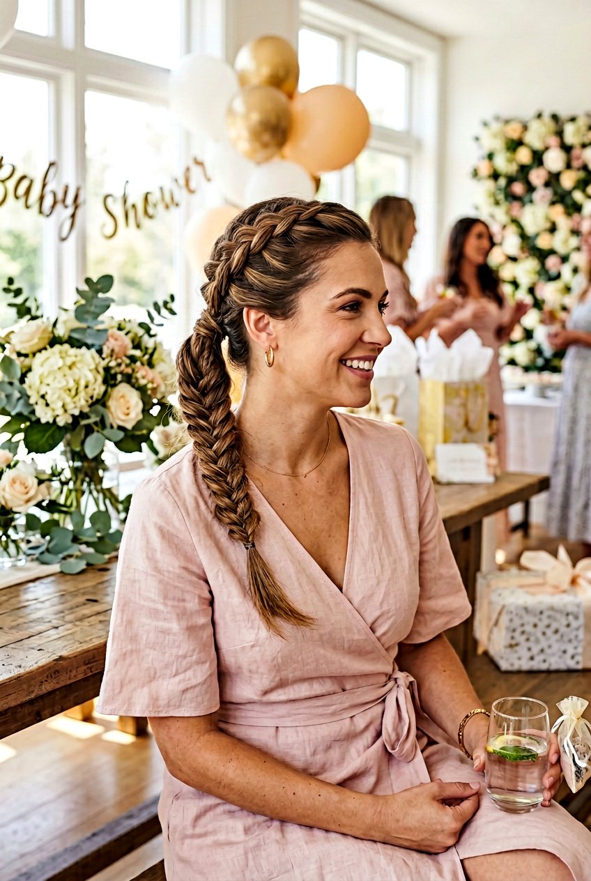 Baby Shower Braided Ponytail - 20 baby shower hairstyles - 20 baby shower hairstyles