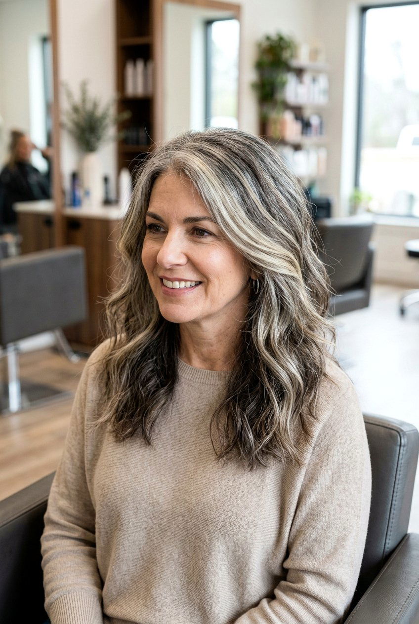 Balayage Foilyage for Maximum Gray Blend - 20 balayage for gray blending - 20 balayage for gray blending