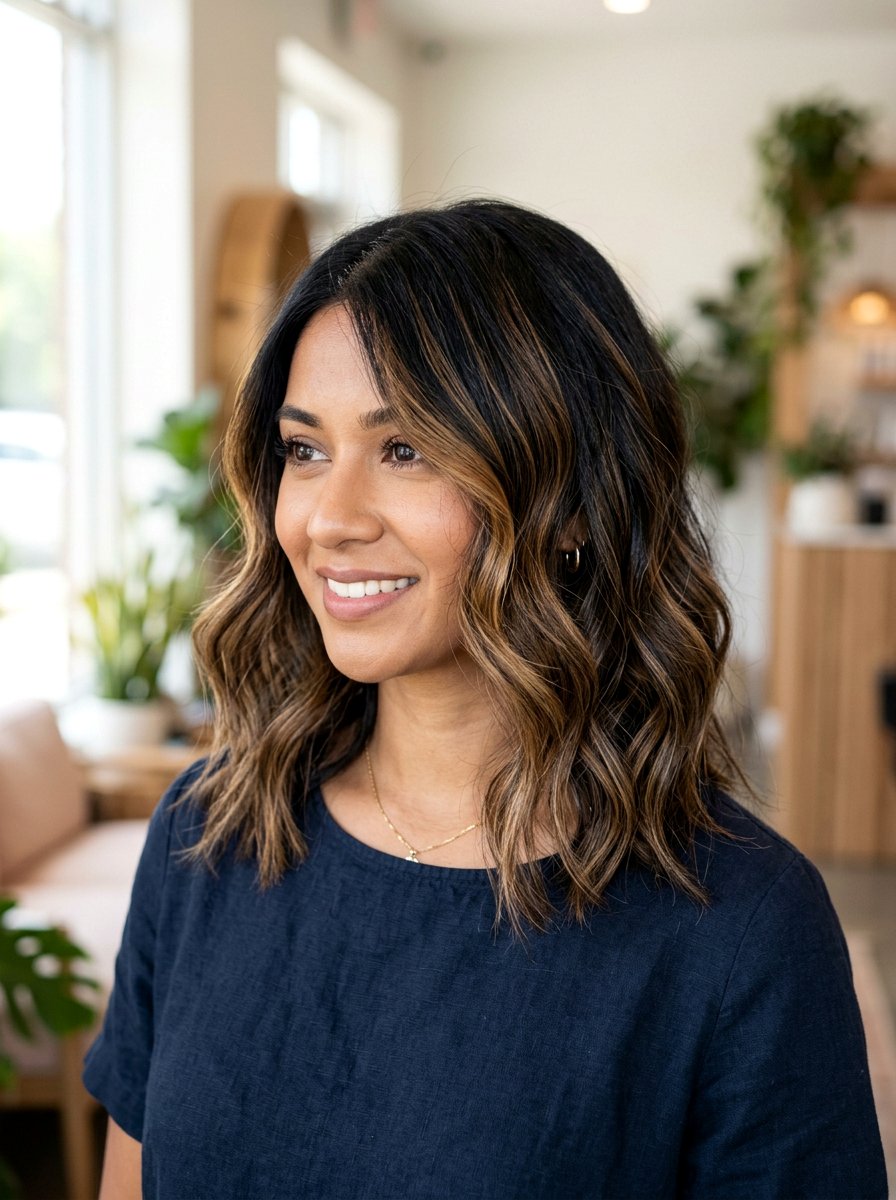 Balayage On Black Lob Haircut - 20 subtle balayage for black hair - 20 subtle balayage for black hair