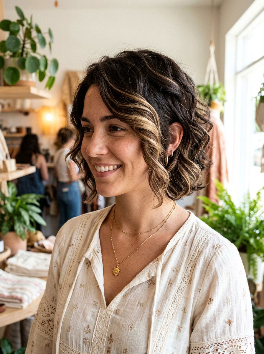 Balayage Wavy Bixie Haircut - 20 wavy bixie haircut for thick hair - 20 wavy bixie haircut for thick hair