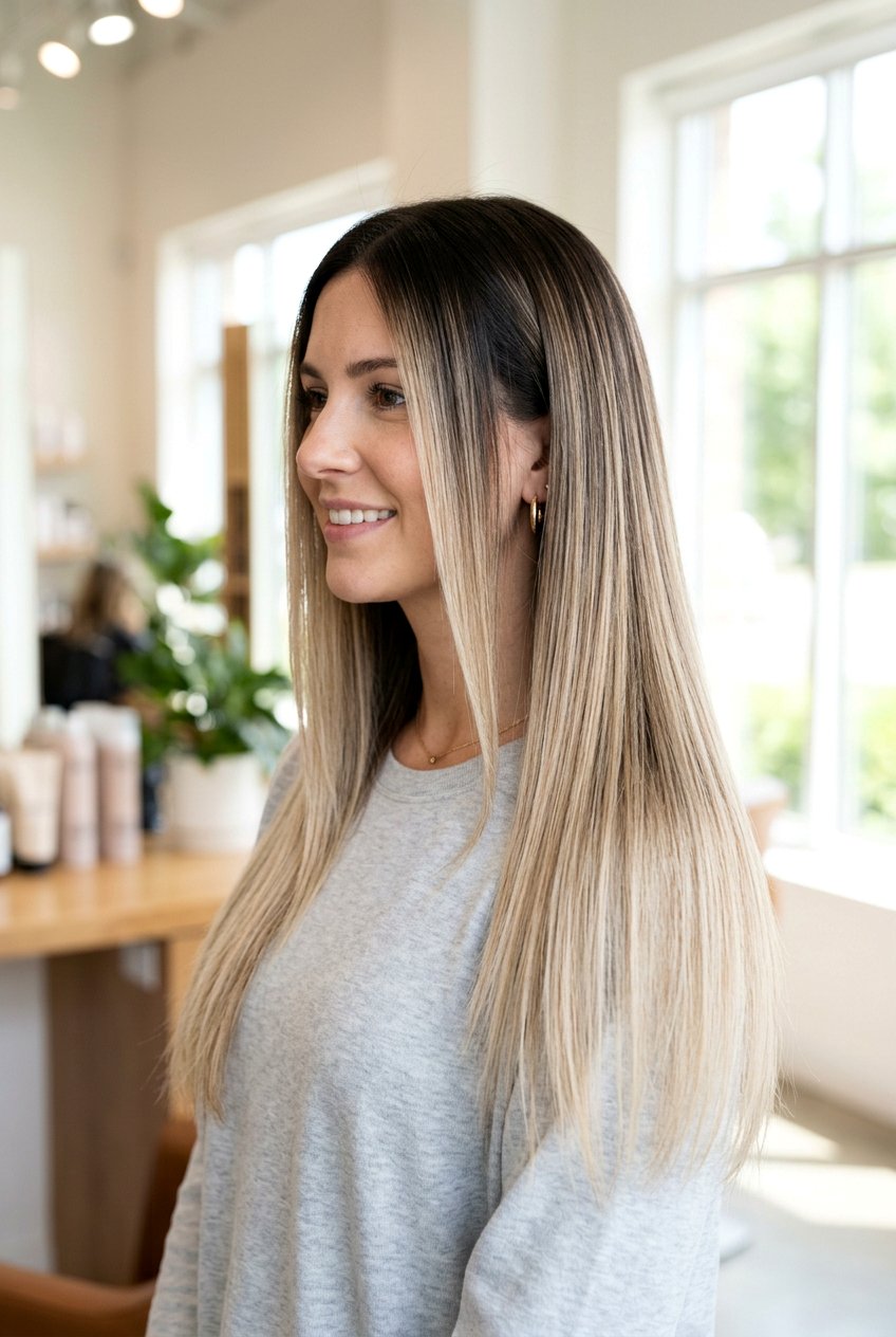 Balayage with Dark Root and Sandy Blonde Ends - 20 rooted balayage for brunettes - 20 rooted balayage for brunettes