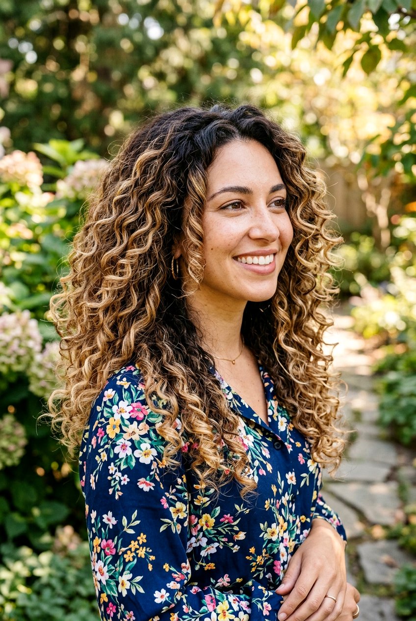 Balayage with Shadow Root on Curly Hair - 20 balayage with root shadow - 20 balayage with root shadow