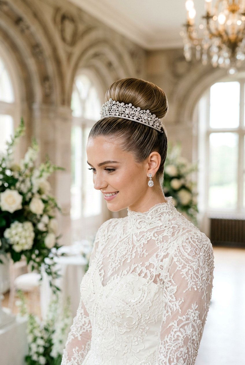 Ballerina Bun - 20 elegant bridal hairstyle for medium hair - 20 elegant bridal hairstyle for medium hair