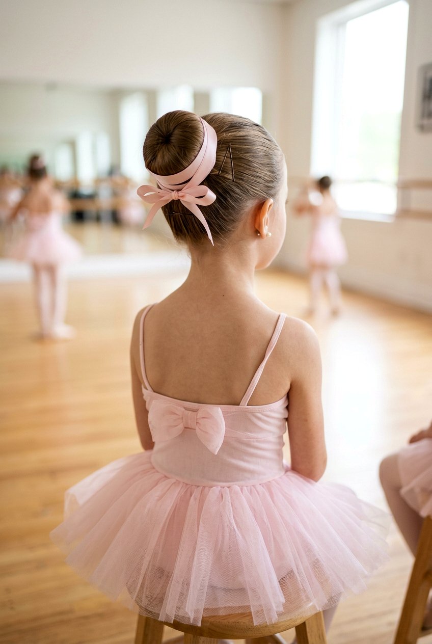 Ballerina Bun With Ribbon - 20 bow hairstyle for little girls - 20 bow hairstyle for little girls