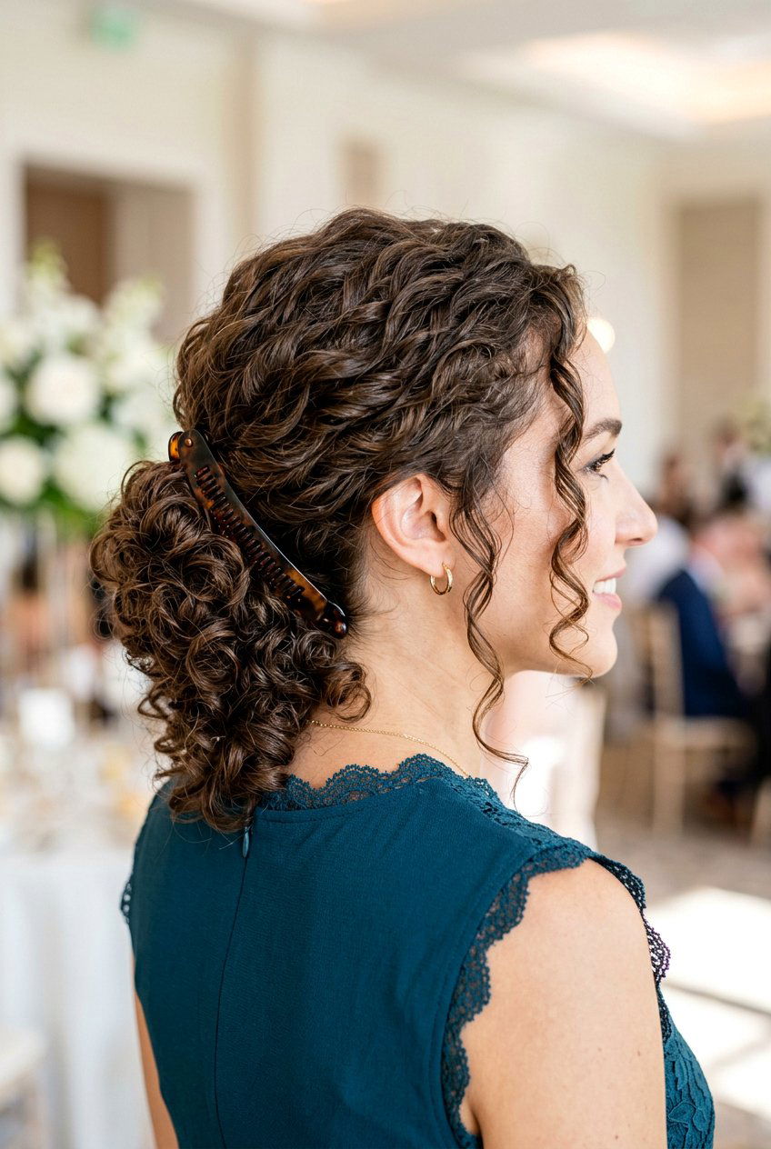 Banana Clip Low Curly Updo - 20 banana clip hairstyles - 20 banana clip hairstyles