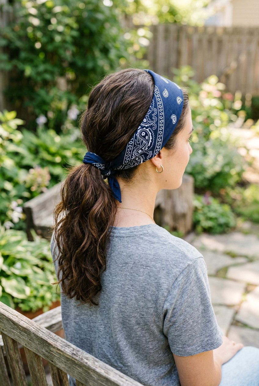 Bandana Ponytail With Headband Effect - 20 bandana ponytail hairstyle - 20 bandana ponytail hairstyle