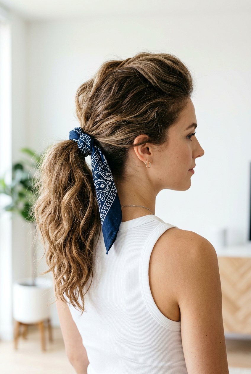 Bandana Ponytail With Top Volume - 20 bandana ponytail hairstyle - 20 bandana ponytail hairstyle