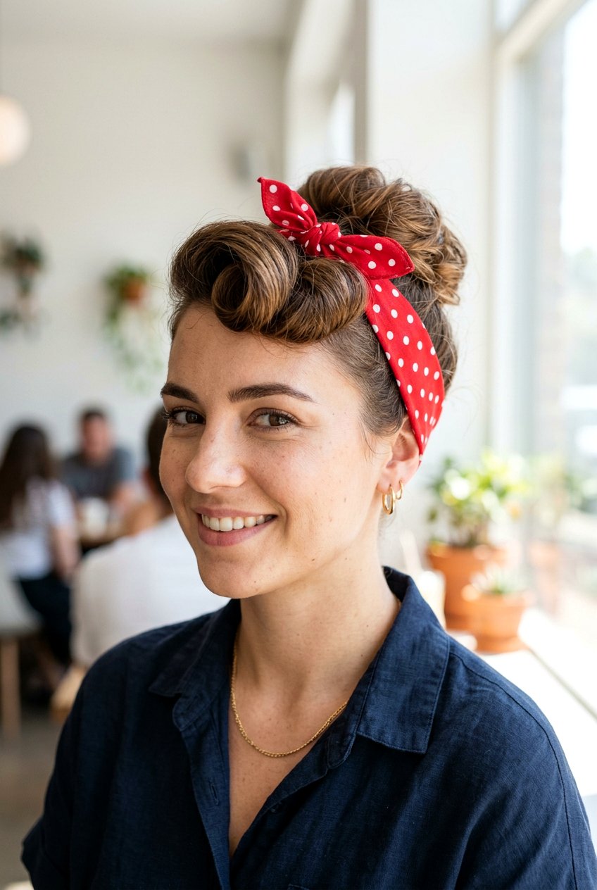 Bandana Updo - 20 1950s pin up hairstyles - 20 1950s pin up hairstyles