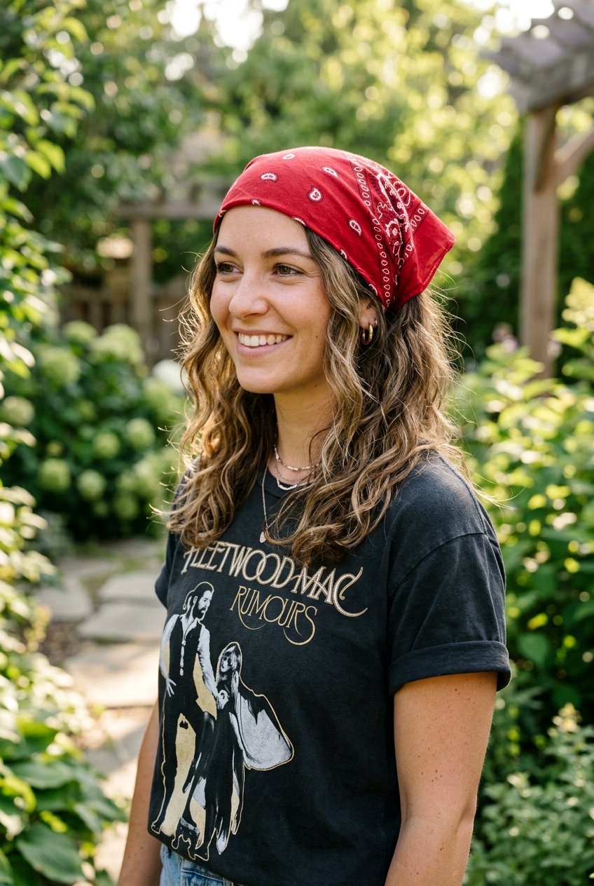 Bandana Wrap Style - 20 camping hairstyle for medium hair - 20 camping hairstyle for medium hair