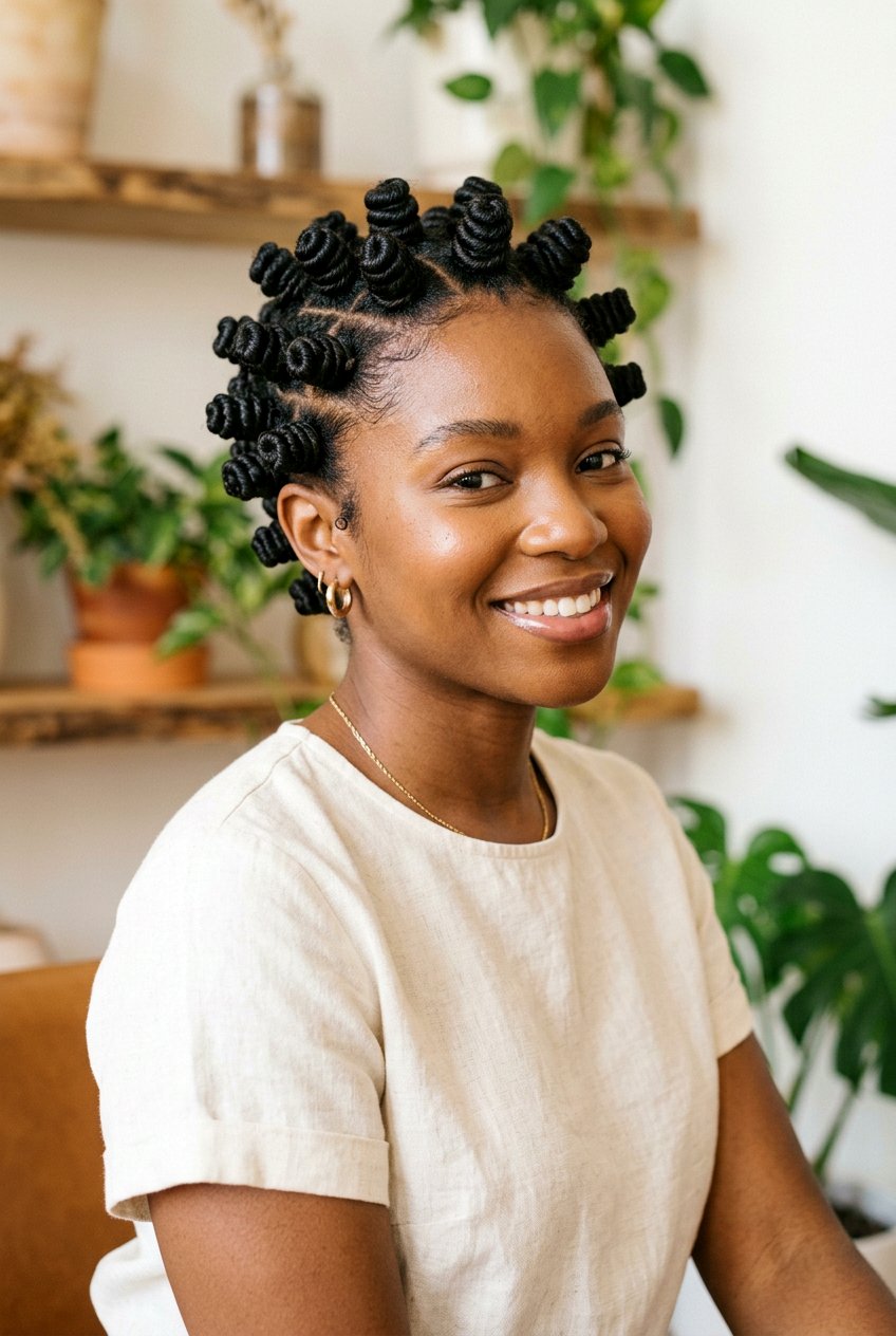 Bantu Knot Curls - 20 easy overnight hairstyle for thick hair - 20 easy overnight hairstyle for thick hair