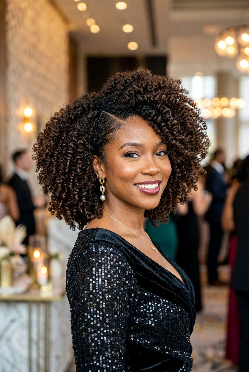 Bantu Knot Out Afro with Side Part - 20 afro with side part hairstyle - 20 afro with side part hairstyle