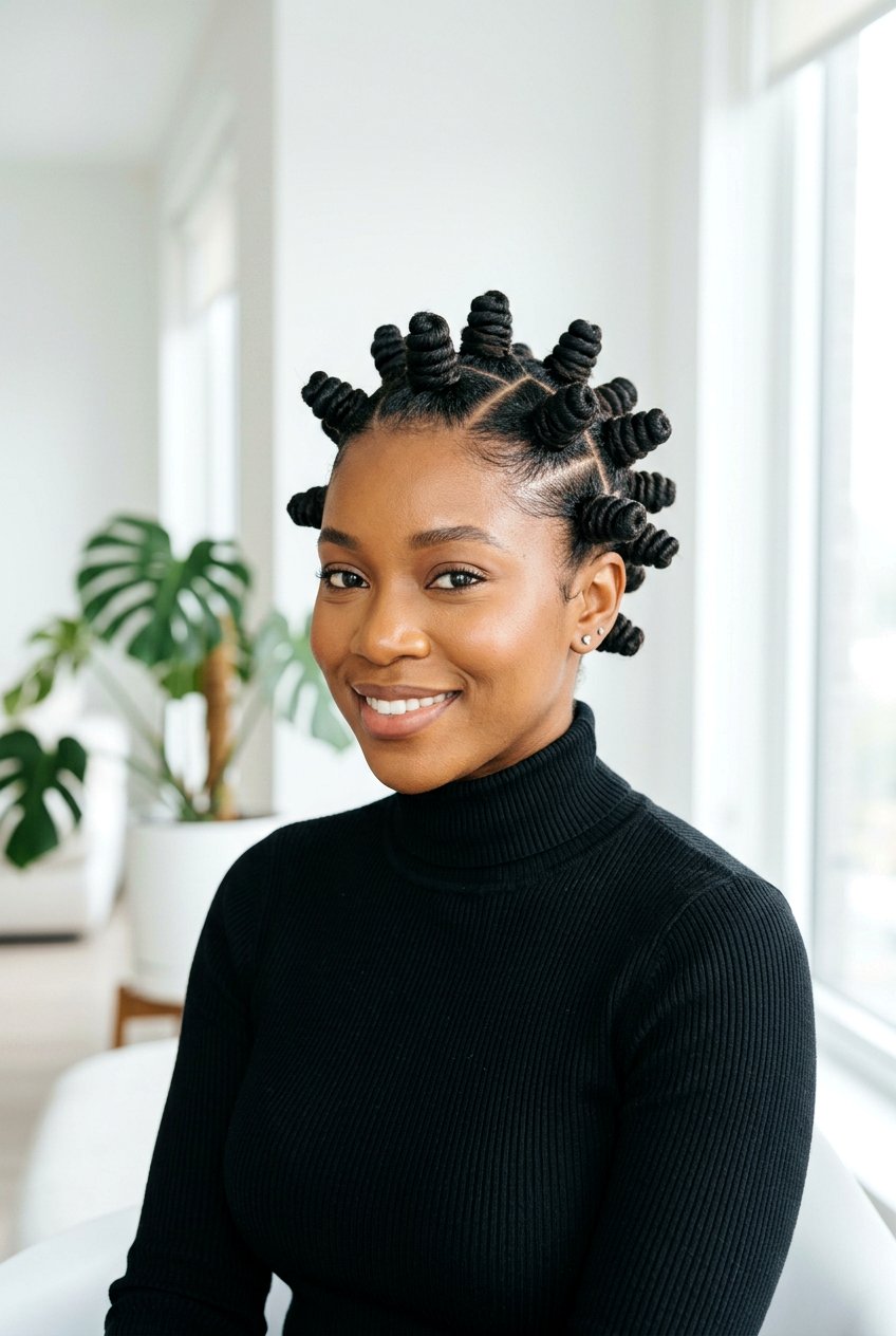 Bantu Knot Updo - 20 natural hair updo for black women - 20 natural hair updo for black women