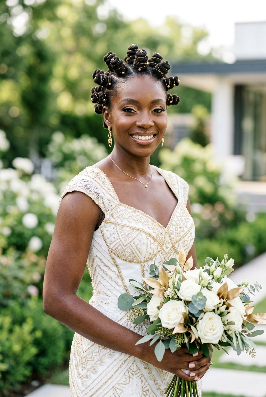 Bantu Knot Updo - 20 bridal loc updo styles - 20 bridal loc updo styles
