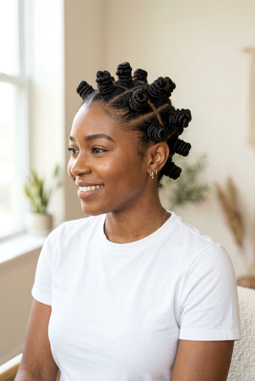 Bantu Knots on Short to Medium Natural Hair - 20 easy protective styles without extensions - 20 easy protective styles without extensions
