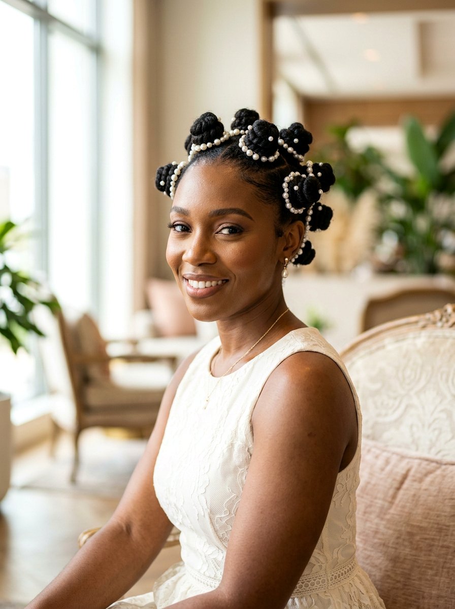 Bantu knots with pearls - 20 prom hairstyles for natural hair - 20 prom hairstyles for natural hair