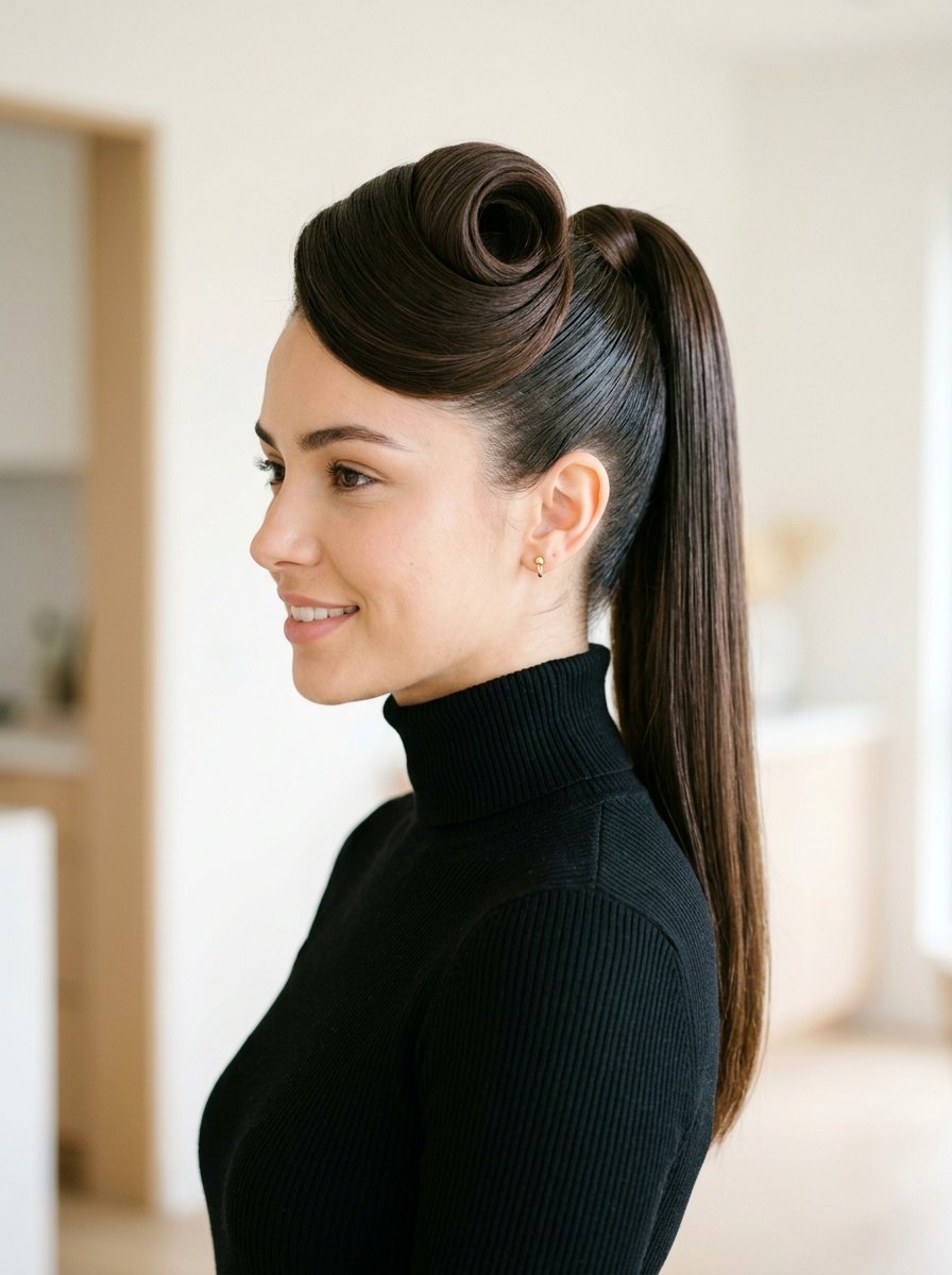 Barrel Roll High Ponytail - 20 retro rolled ponytail hairstyle - 20 retro rolled ponytail hairstyle