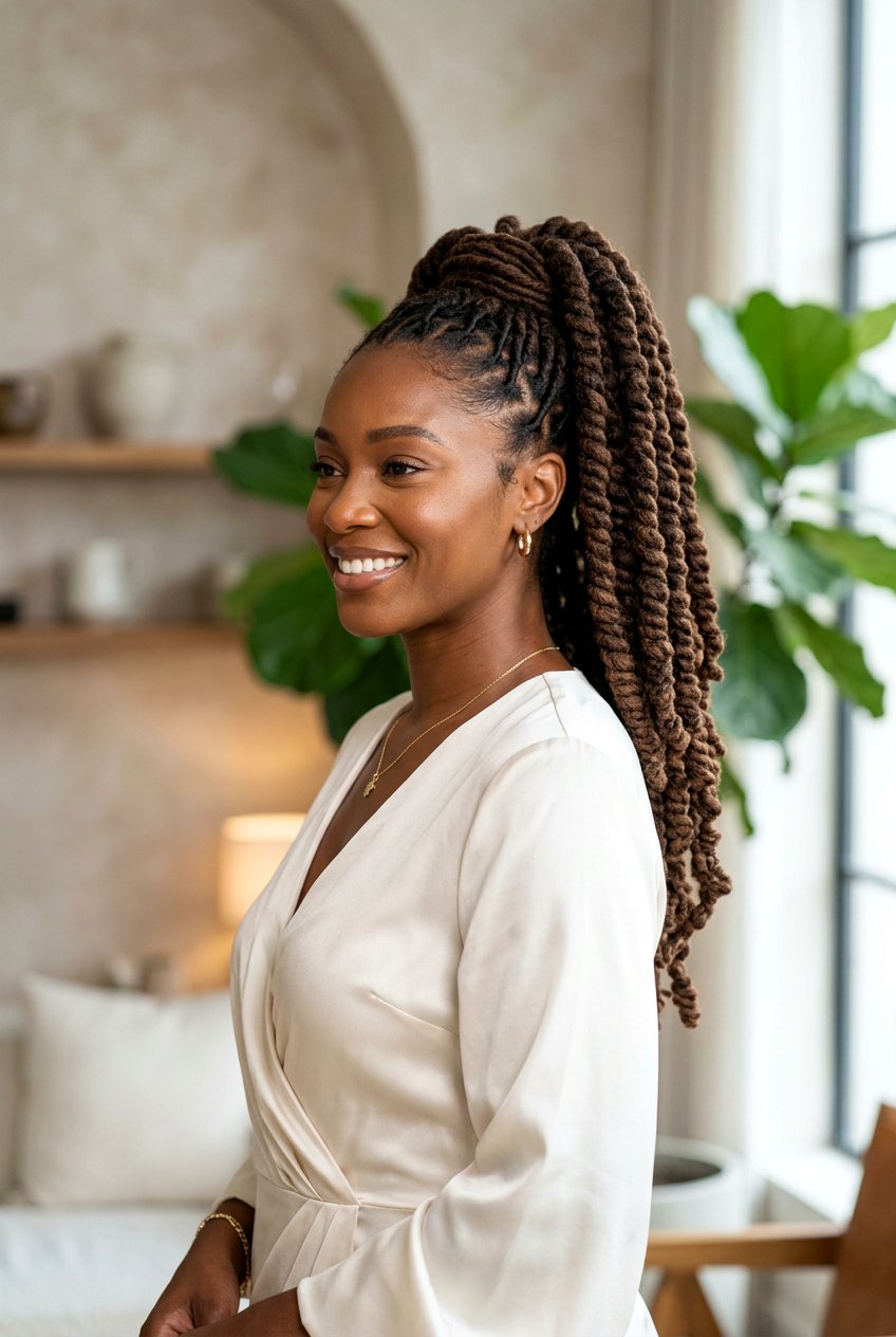 Barrel Twist Loc Ponytail - 20 bridal hairstyle for loc ponytail - 20 bridal hairstyle for loc ponytail