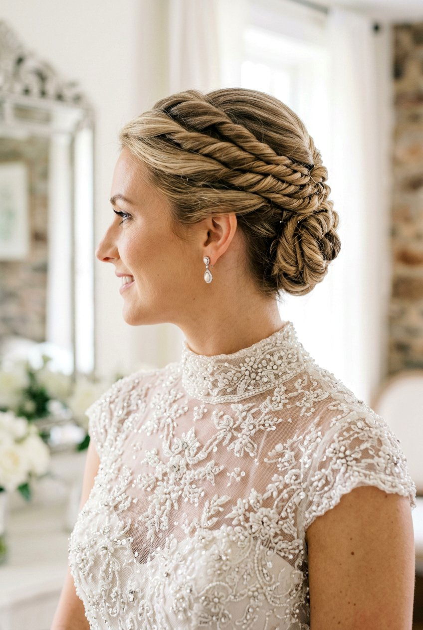 Barrel Twist Updo - 20 bridal loc updo styles - 20 bridal loc updo styles