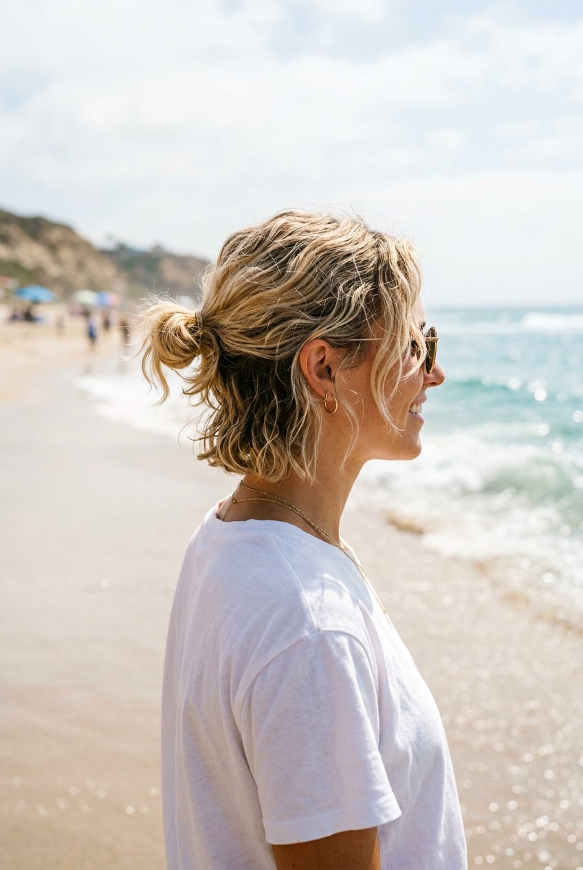 Beach Bun For Short Hair - 20 beach bun hairstyle - 20 beach bun hairstyle