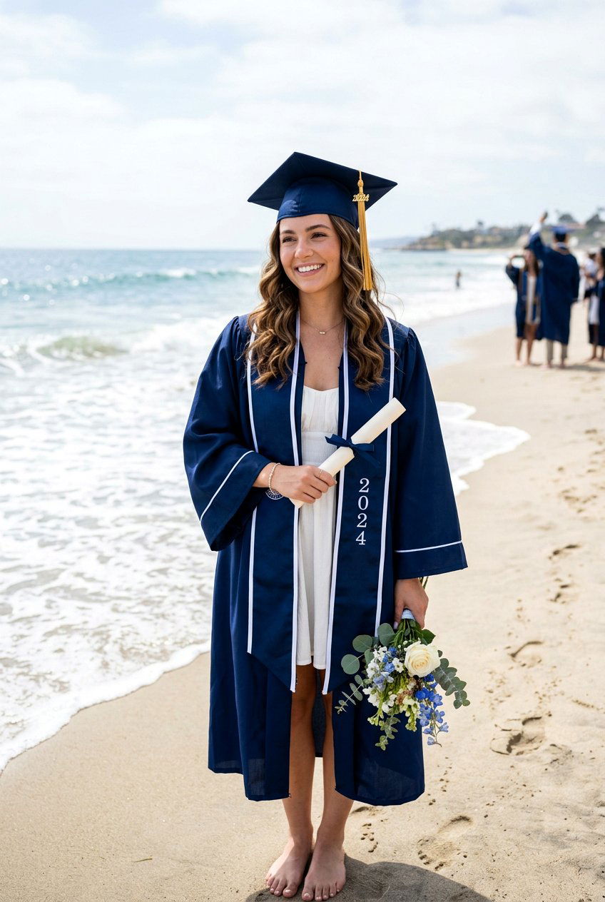 Beach Wave Curls With Graduation Cap - 20 graduation curls with cap - 20 graduation curls with cap