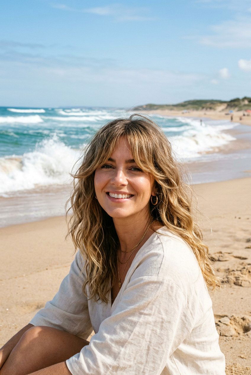 Beach Waves With Curtain Bangs - 20 beach wave hairstyles - 20 beach wave hairstyles