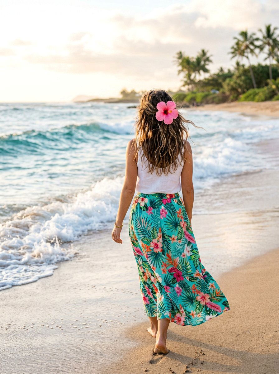 Beach Waves With Tropical Flower Clips - 20 soft waves with flower clips - 20 soft waves with flower clips