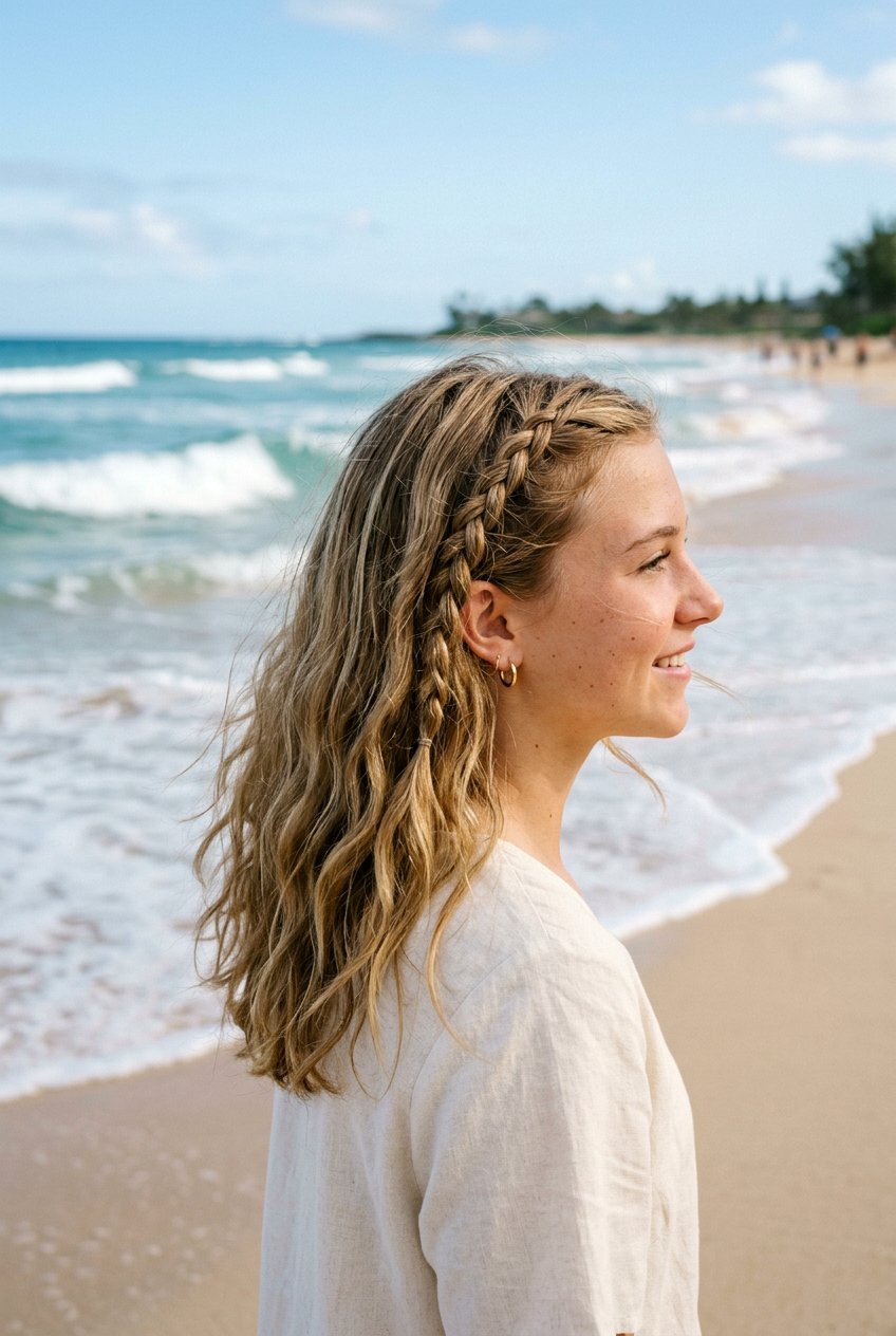 Beach waves with side braid - 20 hairstyles for teenage girls - 20 hairstyles for teenage girls