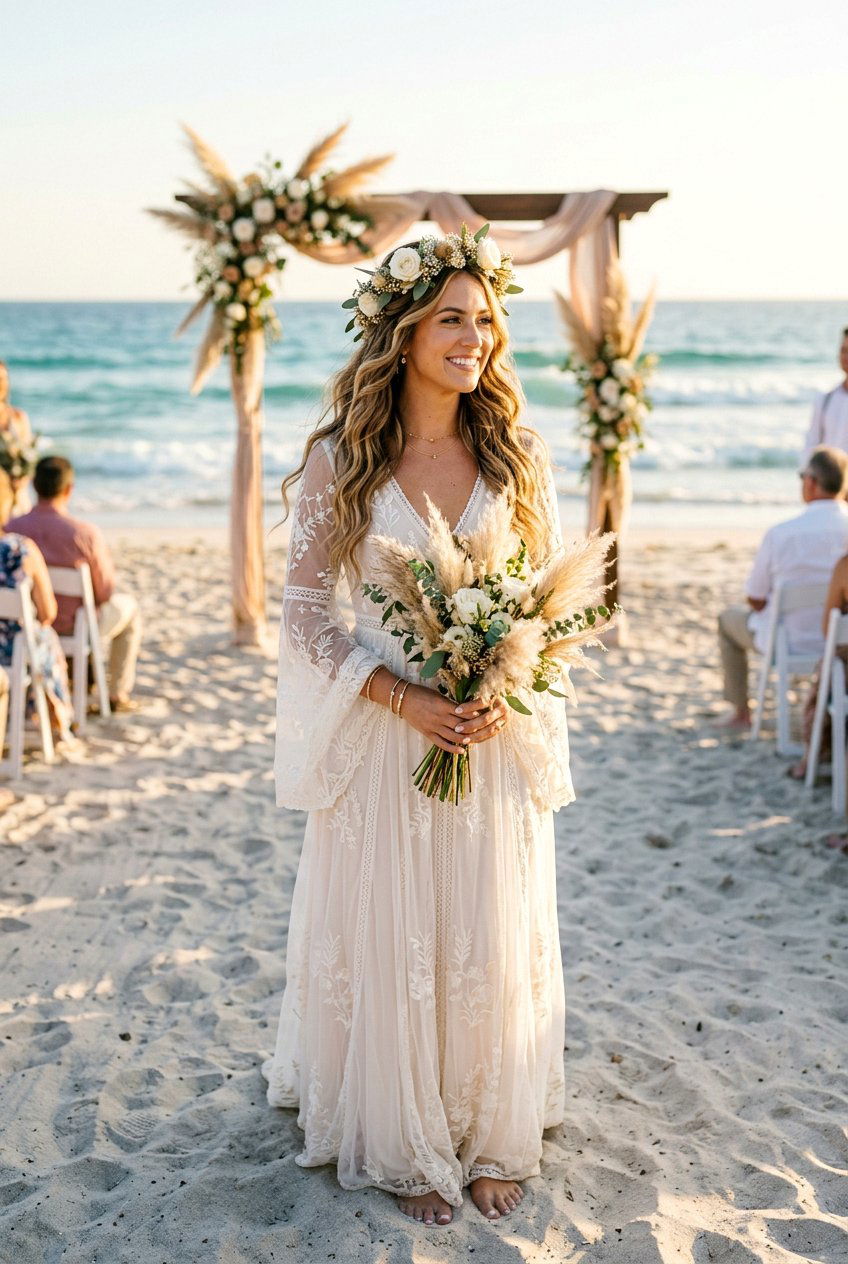 Beachy Boho Waves For Wedding - 20 bohemian wedding hairstyles - 20 bohemian wedding hairstyles