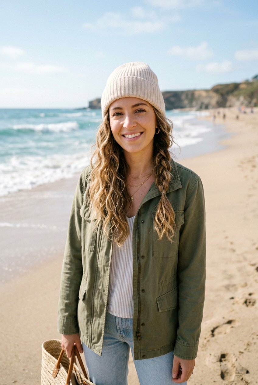 Beachy Half Braid With Beanie - 20 beanie hairstyles - 20 beanie hairstyles