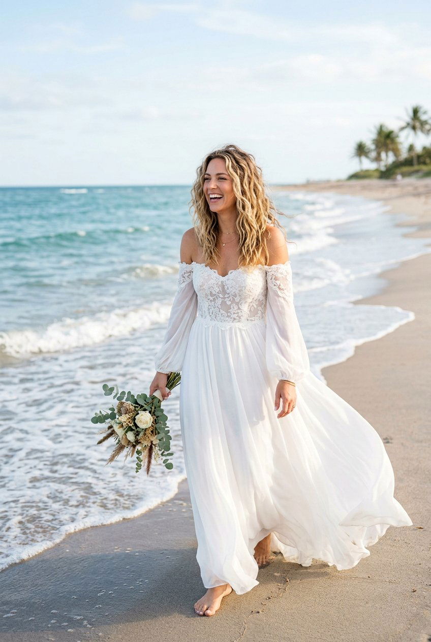 Beachy Textured Waves - 20 simple bridal curls for outdoor wedding - 20 simple bridal curls for outdoor wedding