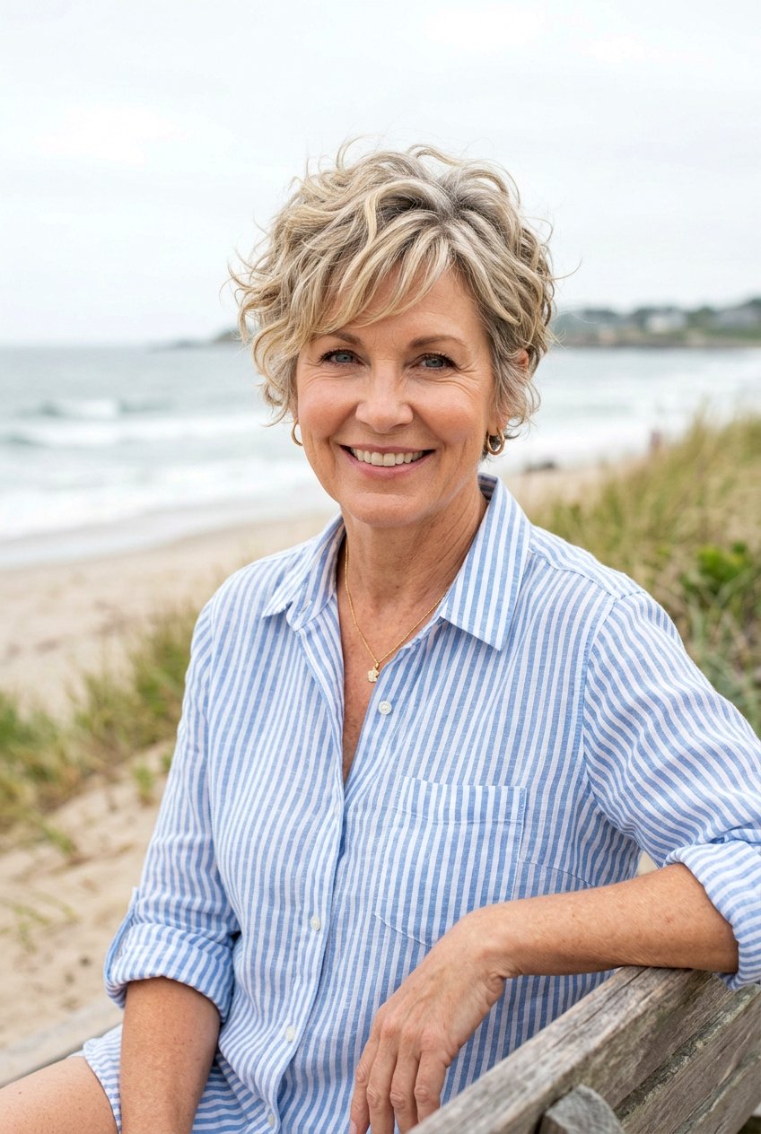 Beachy Wave Pixie Cut - 20 curly pixie for mature women - 20 curly pixie for mature women