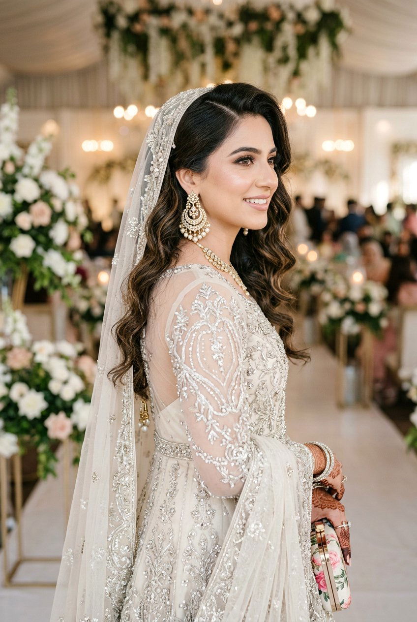 Beachy Waves Pakistani Walima Hair - 20 pakistani bridal hairstyles - 20 pakistani bridal hairstyles