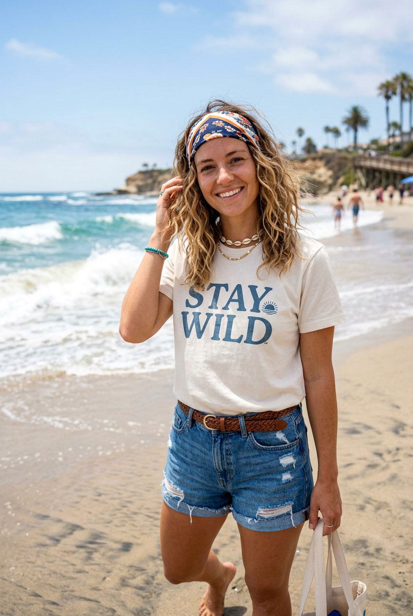 Beachy Waves With Bandana - 20 country concert hairstyles - 20 country concert hairstyles