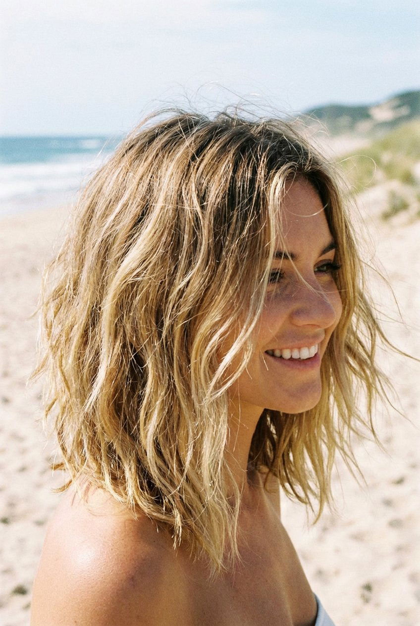 Beachy layered lob - 20 short layered haircuts - 20 short layered haircuts