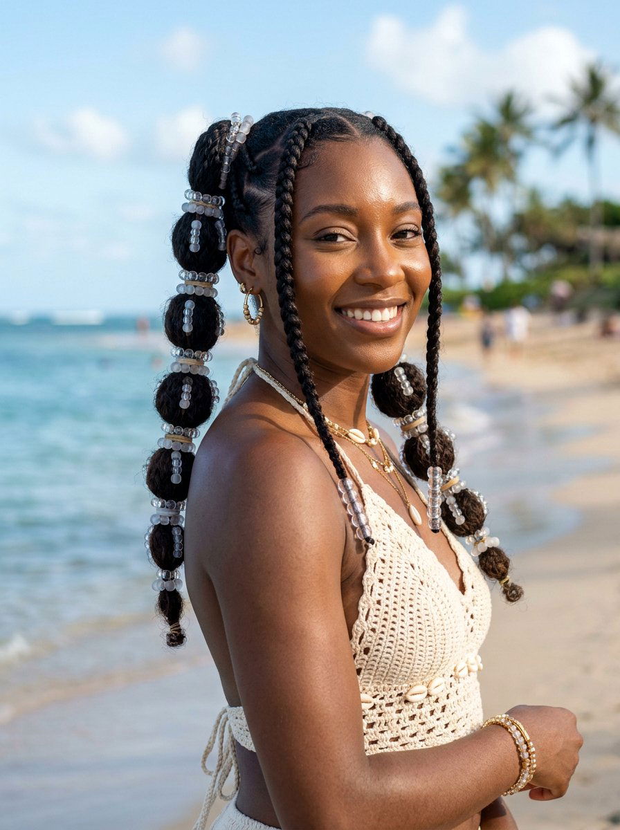 Beaded Bubble Braids - 20 y2k bubble braid hairstyle - 20 y2k bubble braid hairstyle