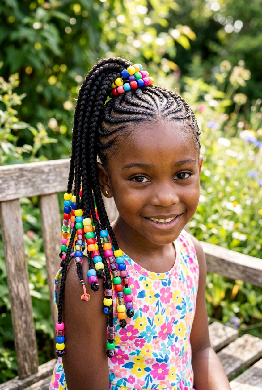 Beaded Cornrow Ponytail For Little Girls - 20 bead hairstyles for little girls - 20 bead hairstyles for little girls
