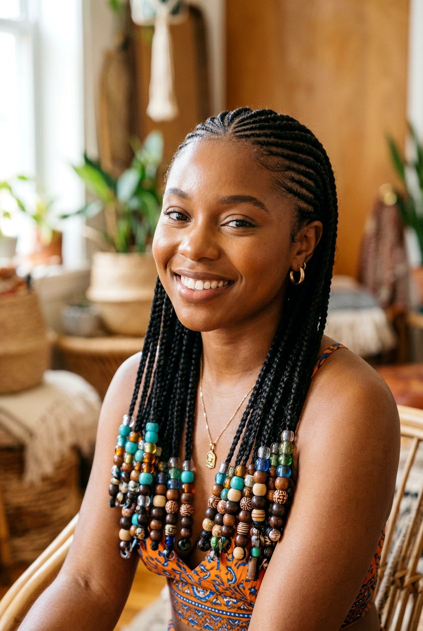 Beaded Cornrows - 20 cornrow hairstyles for black women - 20 cornrow hairstyles for black women