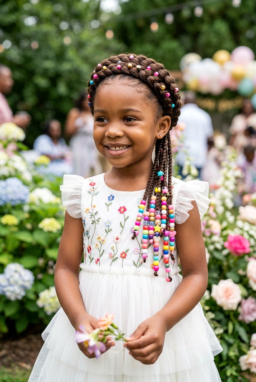 Beaded Crown Braid For Little Girls - 20 bead hairstyles for little girls - 20 bead hairstyles for little girls