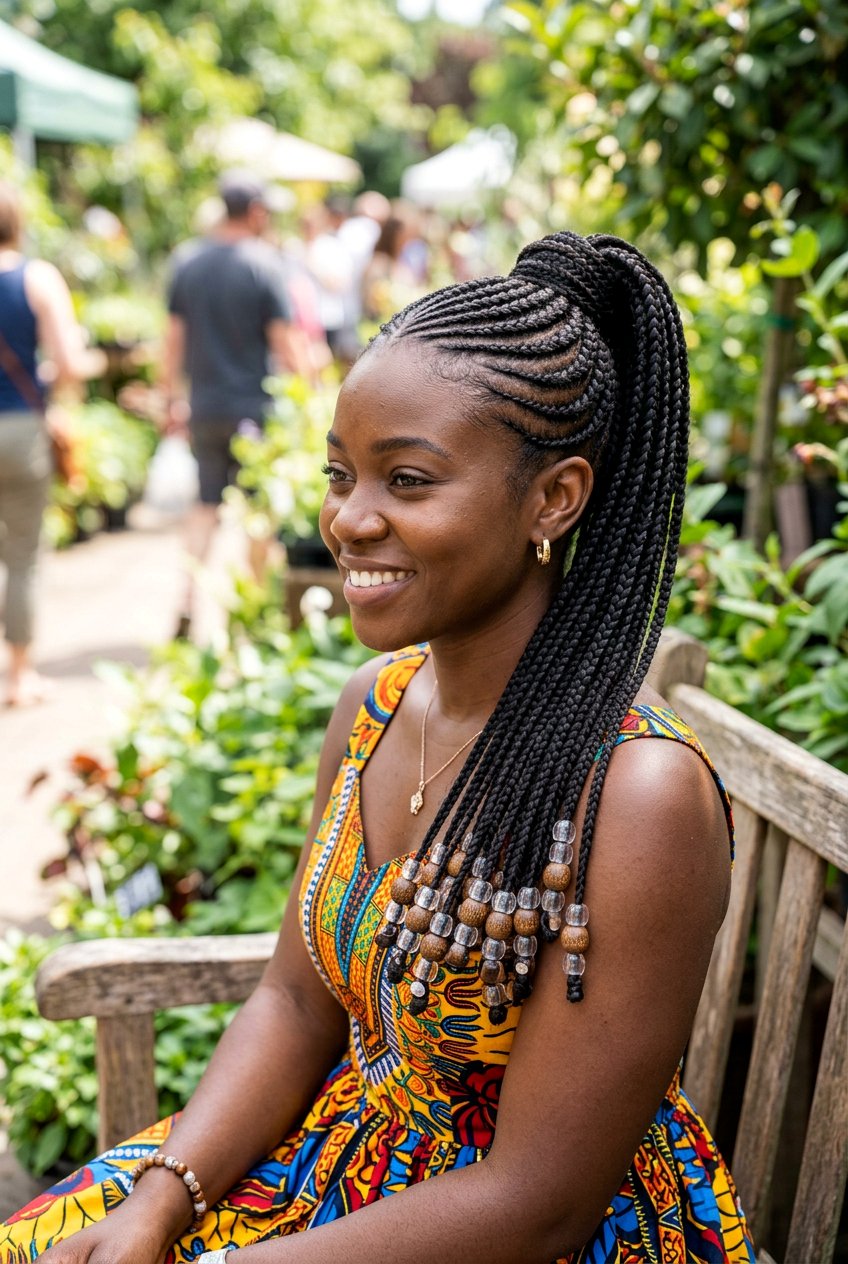 Beaded Lemonade Braids Ponytail - 20 lemonade braids into ponytail - 20 lemonade braids into ponytail
