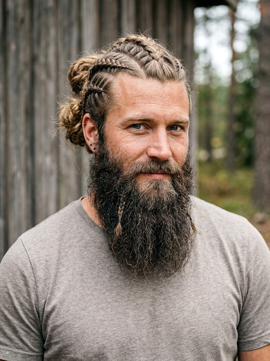 Beard With Viking Braid Hair - 20 viking braid hairstyles for men - 20 viking braid hairstyles for men
