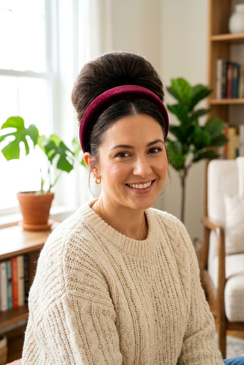 Beehive Bun With Headband - 20 beehive bun hairstyle - 20 beehive bun hairstyle