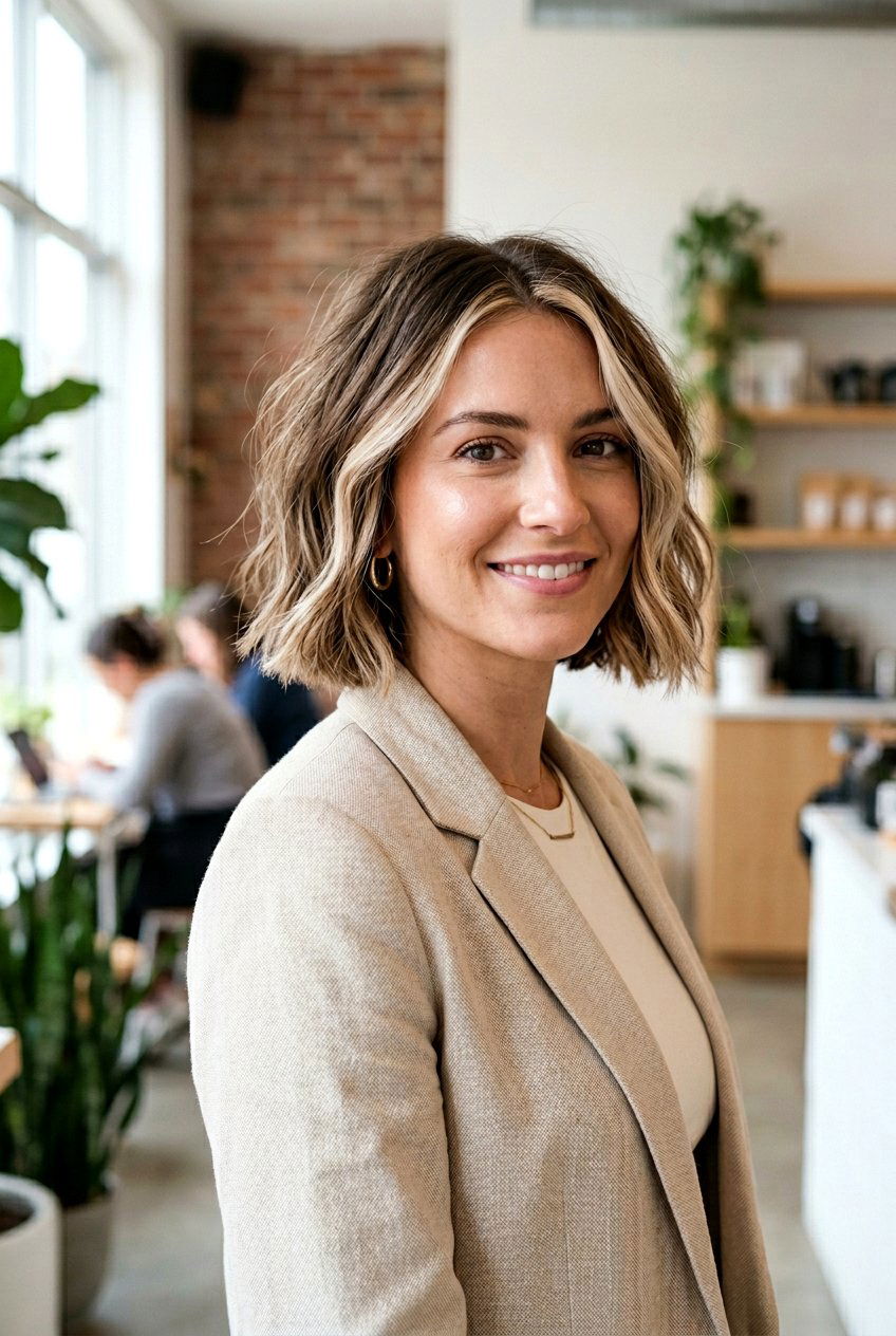 Beige Balayage on Bob Haircut - 20 creamy beige balayage - 20 creamy beige balayage