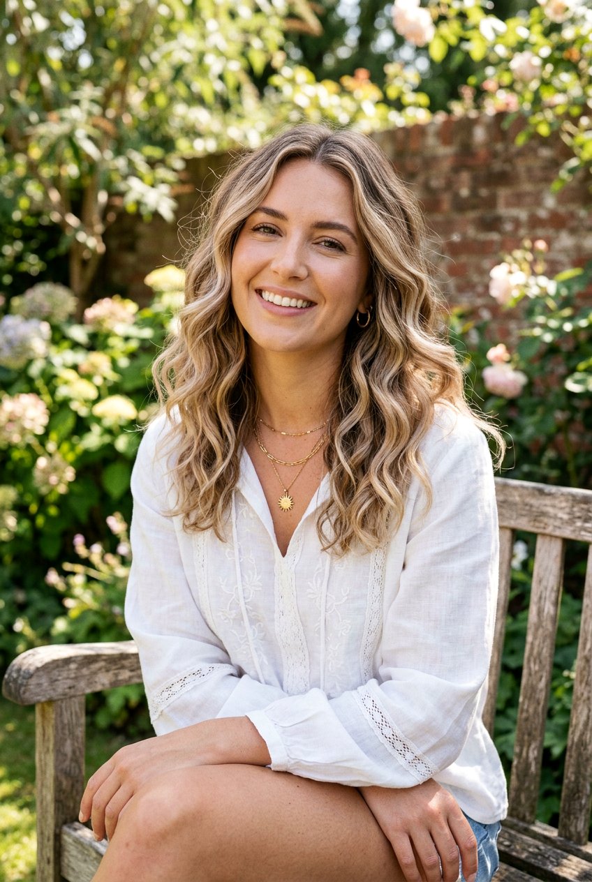 Beige Balayage on Wavy Hair - 20 creamy beige balayage - 20 creamy beige balayage