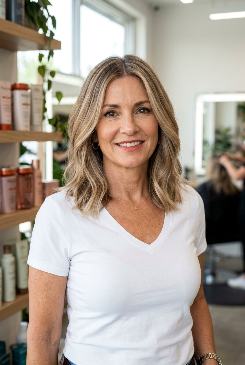 Beige Blonde Balayage Lob - 20 rooted beige blonde for women over 50 - 20 rooted beige blonde for women over 50
