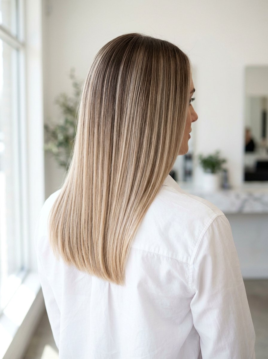 Beige Blonde Balayage On Straight Hair - 20 easy maintenance balayage for busy women - 20 easy maintenance balayage for busy women