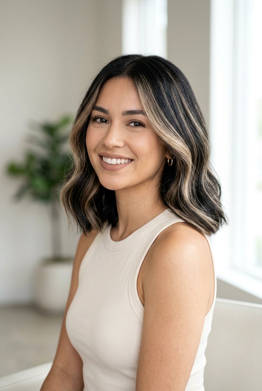 Beige Blonde Highlights On Black Hair - 20 face framing highlights for black hair - 20 face framing highlights for black hair