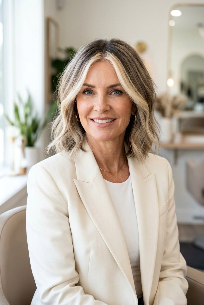 Beige Blonde Money Piece - 20 rooted beige blonde for women over 50 - 20 rooted beige blonde for women over 50