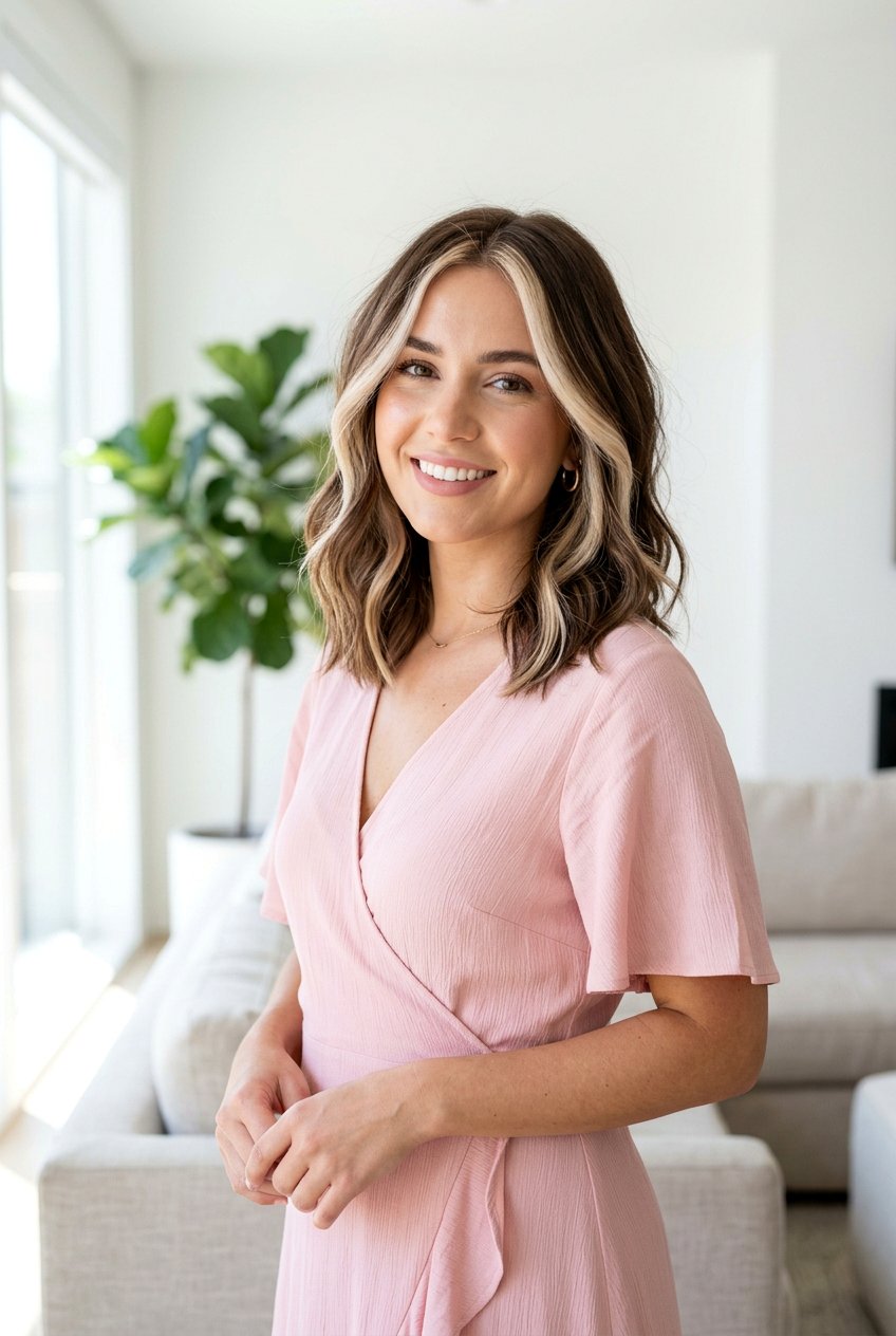 Beige Blonde Money Piece Brunette Lob - 20 brunette money piece for shoulder length hair - 20 brunette money piece for shoulder length hair